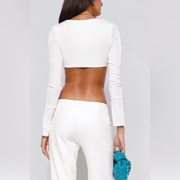 NWT Tiger Mist long sleeve crop top M - Picture 2 of 4